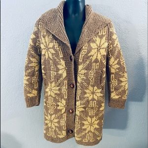 Handmade Wool Cardigan Sweater w/ Big Bold Beautiful Collar